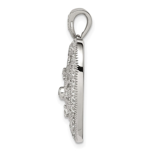 Sterling Silver Rhodium-plated CZ Filigree Heart Pendant QP1367