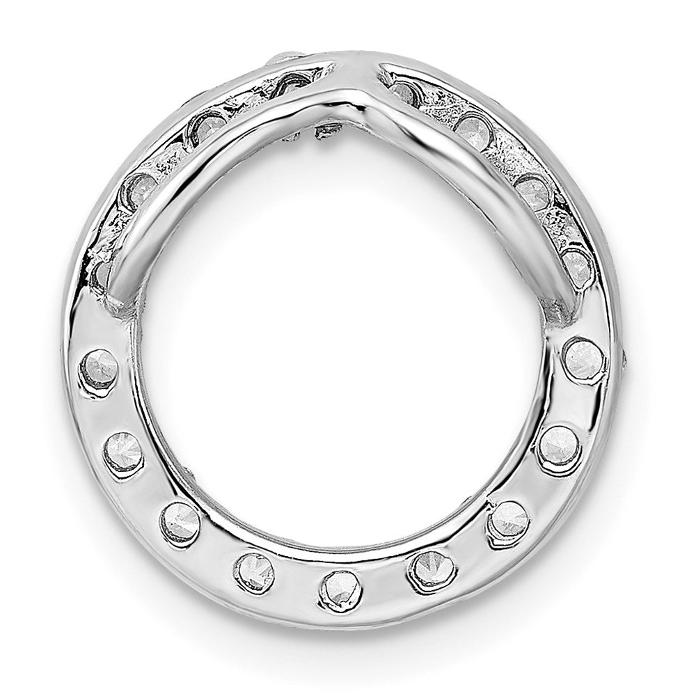 Sterling Silver Rhodium-platedCZ Chain Slide Pendant QP1438