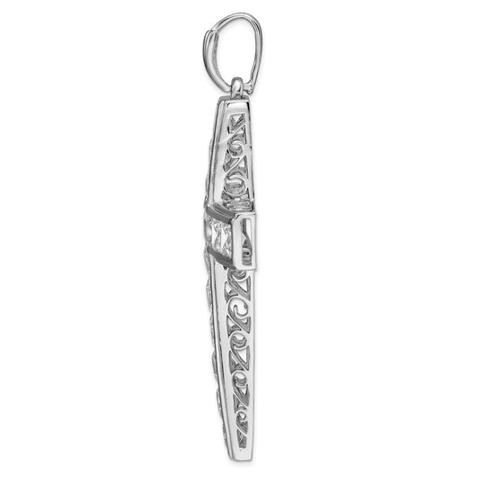 Sterling Silver Rhodium-plated CZ Cross Pendant QP1490