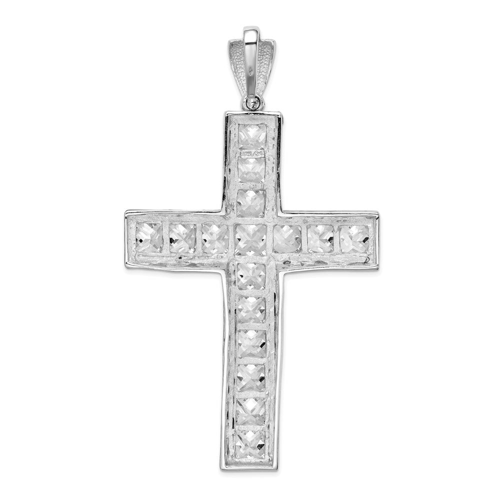 Sterling Silver Rhodium-plated CZ Cross Pendant QP1490