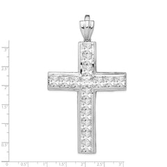 Sterling Silver Rhodium-plated CZ Cross Pendant QP1490