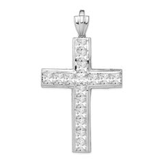 Sterling Silver Rhodium-plated CZ Cross Pendant QP1490