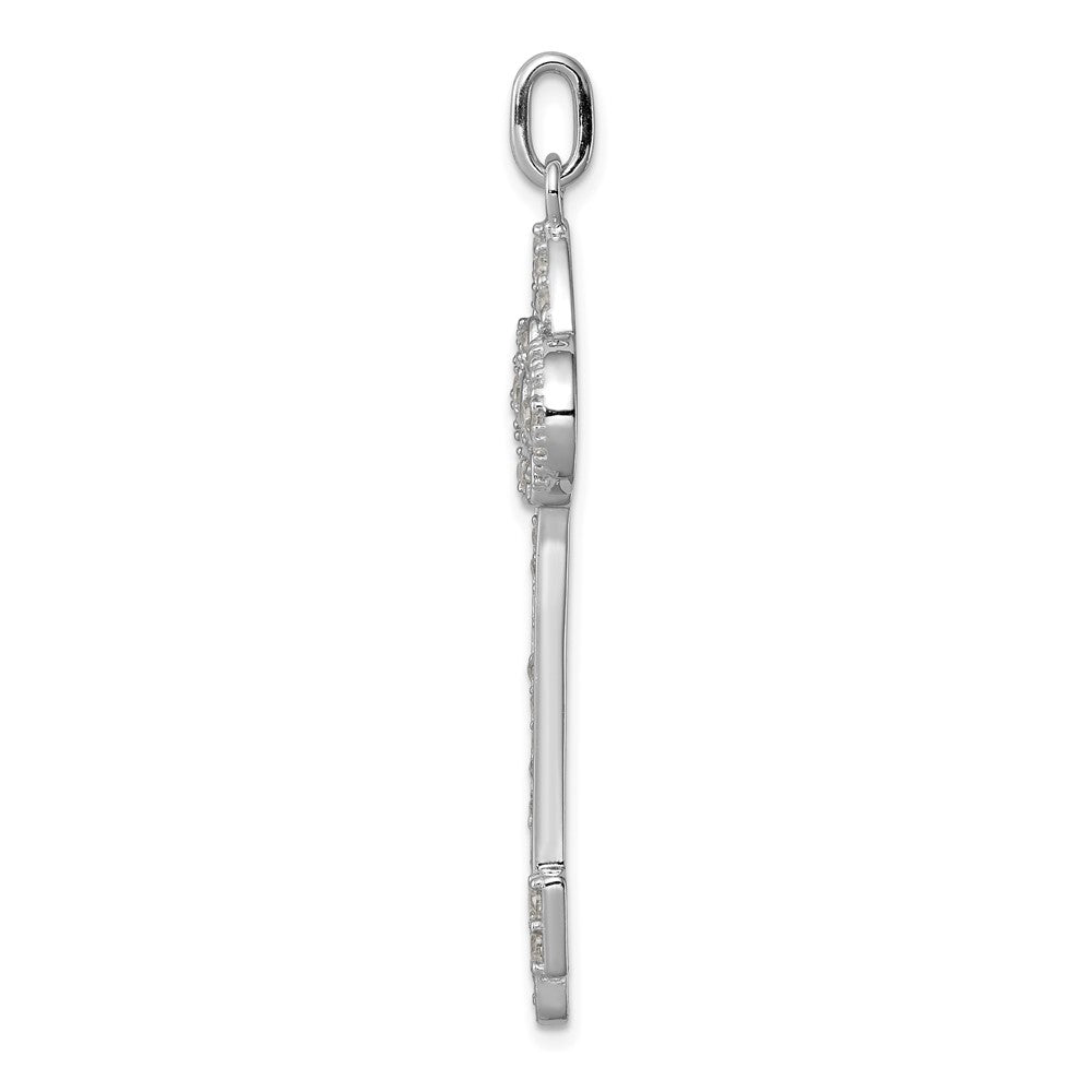 Sterling Silver Rhodium-plated and CZ Key Pendant QP1527