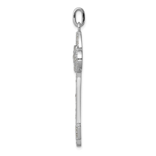 Sterling Silver Rhodium-plated and CZ Key Pendant QP1527