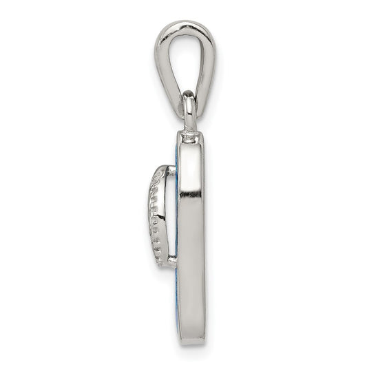 Sterling Silver Rhodium-plated Polished Created Blue Inlay Opal Sandal Pendant QP1887