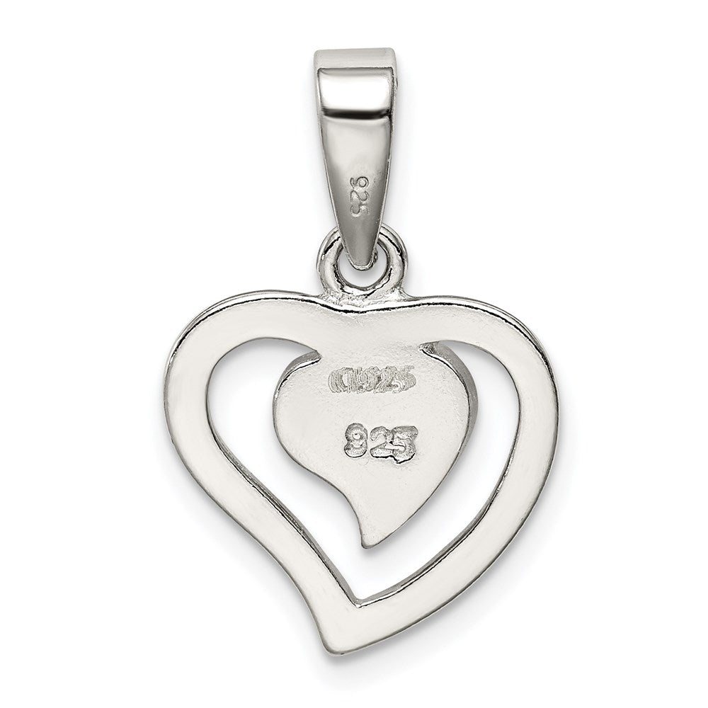 Sterling Silver Rhodium-plated Created Blue Opal Inlay Heart Pendant QP1894