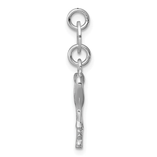 Sterling Silver Rhodium-plated Polished Lock & Key Charm QP1989