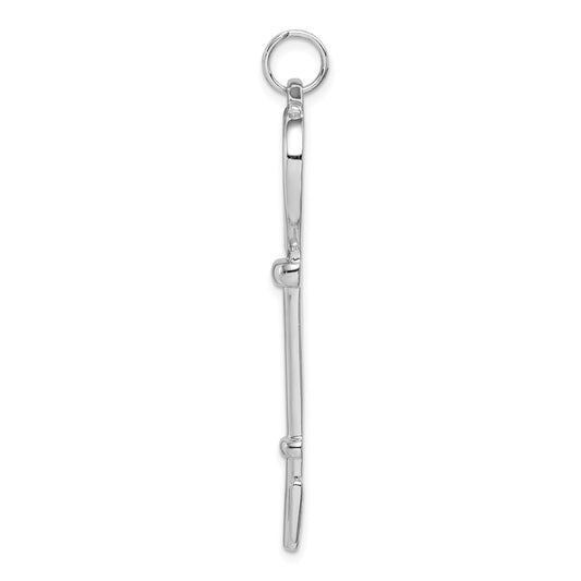 Sterling Silver Rhodium-plated Open Heart Top Large Key Pendant QP2017