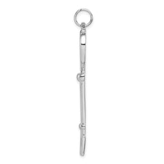 Sterling Silver Rhodium-plated Open Heart Top Large Key Pendant QP2017