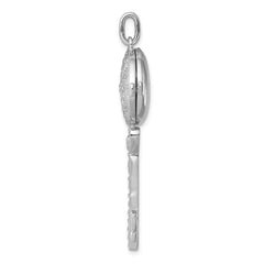 Sterling Silver Rhodium-plated CZ Filigree Enameled Top Key Locket Pendant QP2035