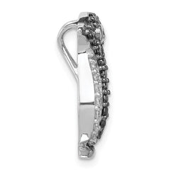 Sterling Silver Rhodium-plated Black and White CZ Penguin Chain Slide QP2111