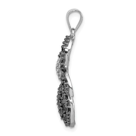 Sterling Silver Rhodium-plated Black and White CZ Spider Pendant QP2113