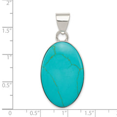 Sterling Silver Turquoise Polished Oval Pendant QP2127
