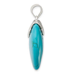 Sterling Silver Rhodium-plated Turquoise Heart Stone Pendant QP2128