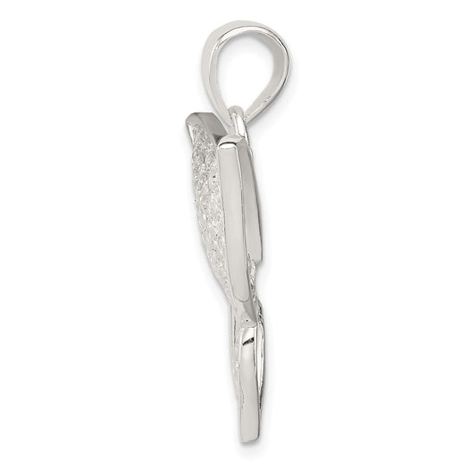 Sterling Silver Rhodium-plated Polished/Textured Butterfly Pendant QP2139