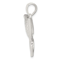 Sterling Silver Rhodium-plated Polished/Textured Butterfly Pendant QP2139