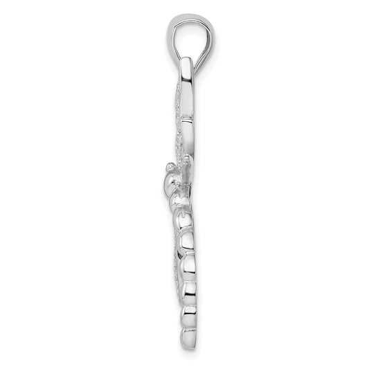 Sterling Silver Rhodium-plated Polished and Textured Dragonfly Pendant QP2140