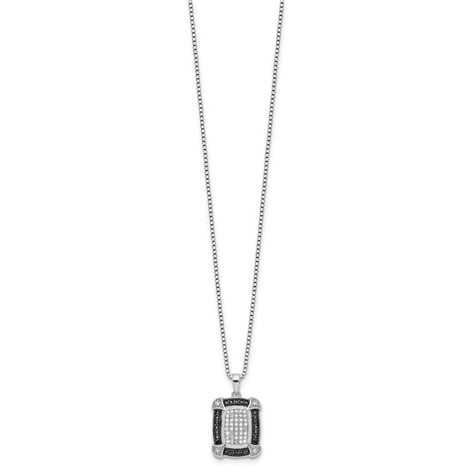 White Night Sterling Silver Rhodium-plated Black and White Diamond 18 Inch Necklace with 2 Inch Extender QP2332
