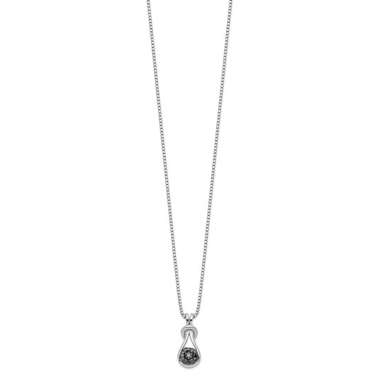 White Night Sterling Silver Rhodium-plated Black Diamond Love Knot 18 Inch Necklace with 2 Inch Extender QP2343