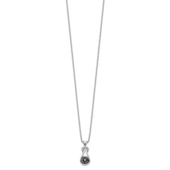White Night Sterling Silver Rhodium-plated Black Diamond Love Knot 18 Inch Necklace with 2 Inch Extender QP2343