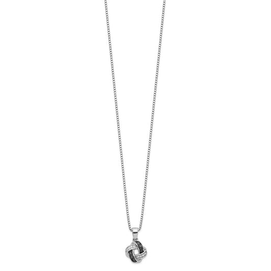 White Night Sterling Silver Rhodium-plated Black and White Diamond 18 Inch Necklace with 2 Inch Extender QP2360