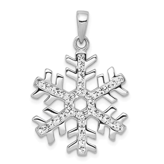Sterling Silver Rhodium Plated Stellux Crystal Snowflake Pendant QP2472