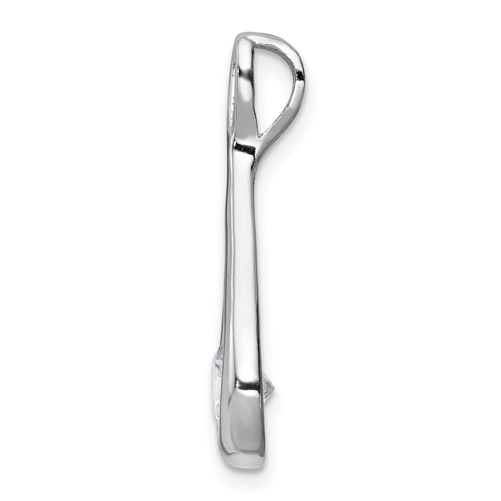 Sterling Silver Rhodium-plated CZ Tear Drop Pendant QP2571