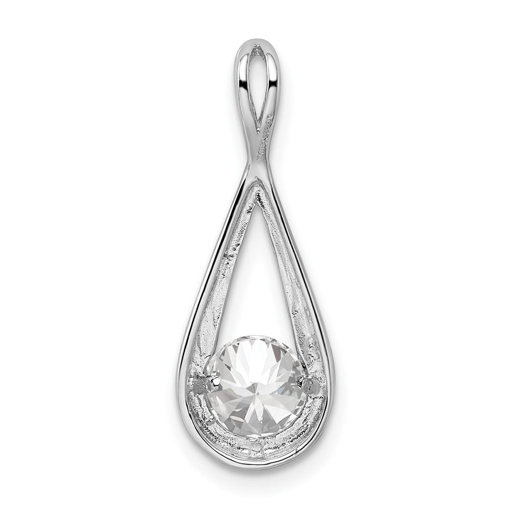 Sterling Silver Rhodium-plated CZ Tear Drop Pendant QP2571