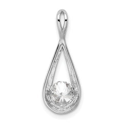 Sterling Silver Rhodium-plated CZ Tear Drop Pendant QP2571