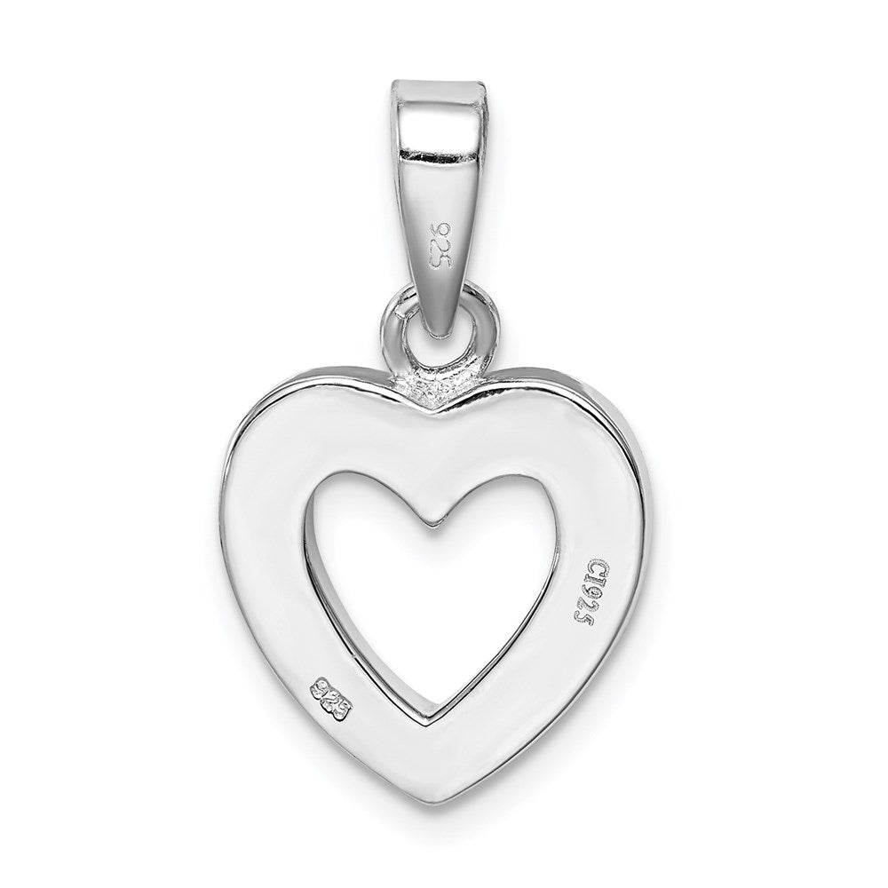 Sterling Silver Rhodium-plated Blue Inlay Created Opal Heart Pendant QP2744