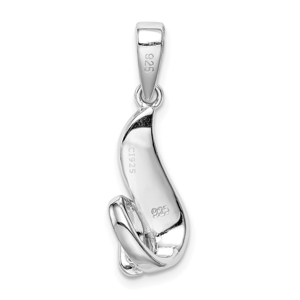 Sterling Silver Rhod-plated CZ Blue Inlay Created Opal Twisted Pendant QP2747