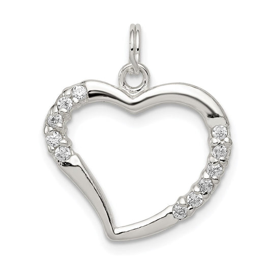 Sterling Silver CZ & Heart Pendant QP2772