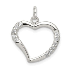Sterling Silver CZ & Heart Pendant QP2772