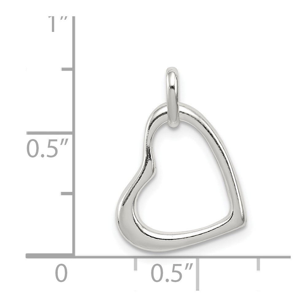 Sterling Silver Polished Open Heart Pendant QP2789