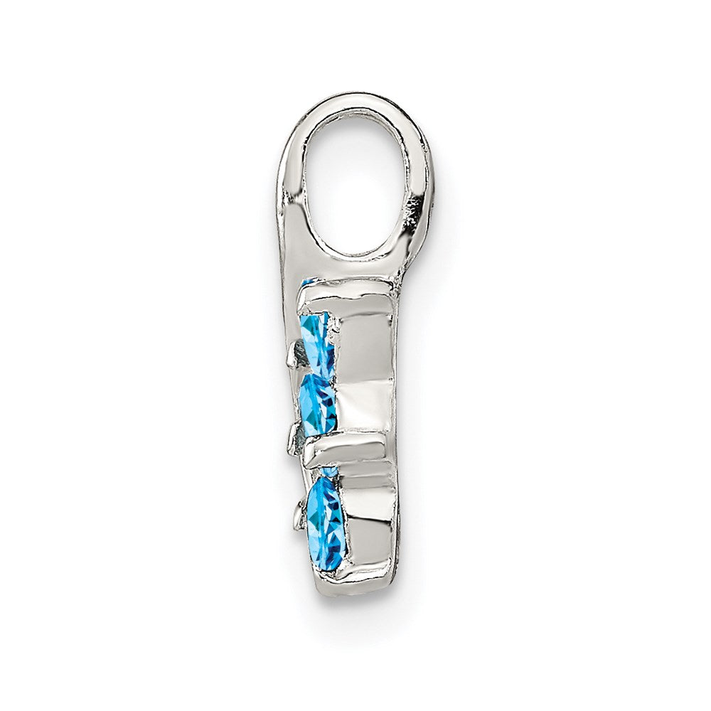 Sterling Silver Blue Topaz Chain Slide Pendant QP2818