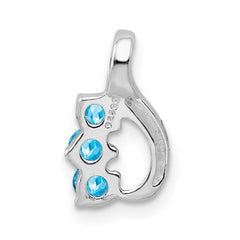 Sterling Silver Blue Topaz Chain Slide Pendant QP2818