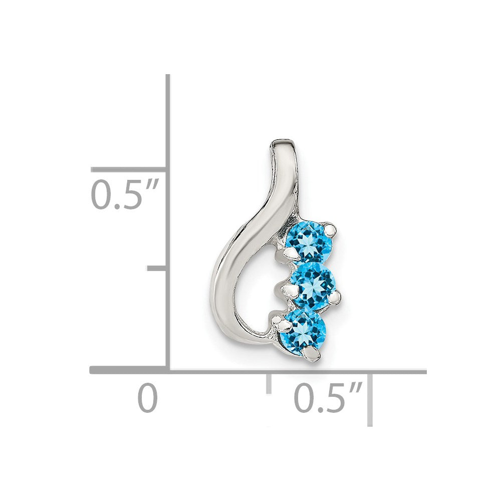 Sterling Silver Blue Topaz Chain Slide Pendant QP2818