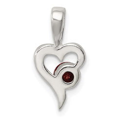Sterling Silver with Red CZ Heart Pendant QP2825