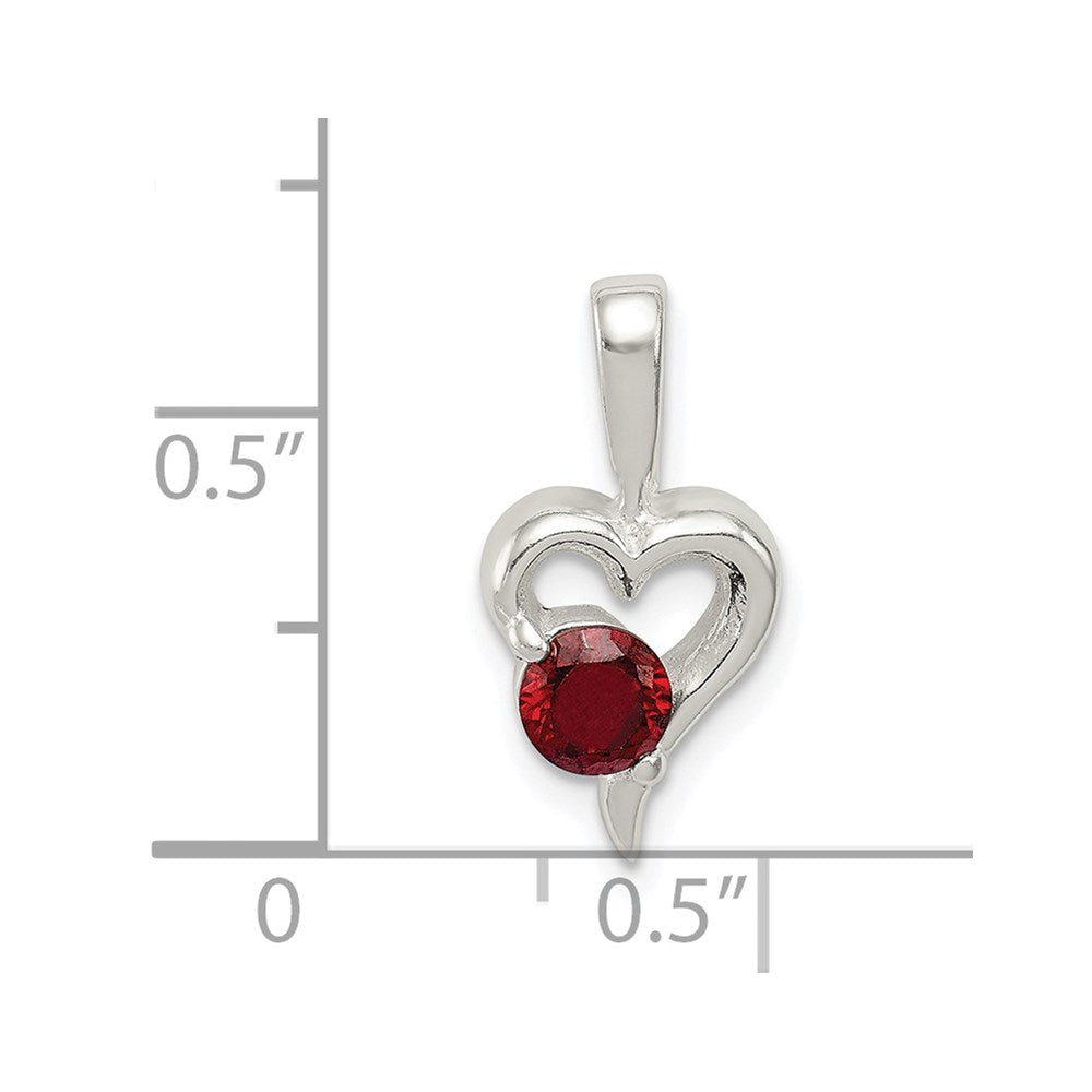 Sterling Silver with Red CZ Heart Pendant QP2825