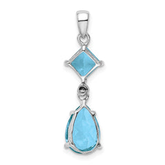 Sterling Silver Rhodium Plated Diamond & Light Swiss BT Pendant QP2956BT
