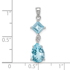 Sterling Silver Rhodium Plated Diamond & Light Swiss BT Pendant QP2956BT