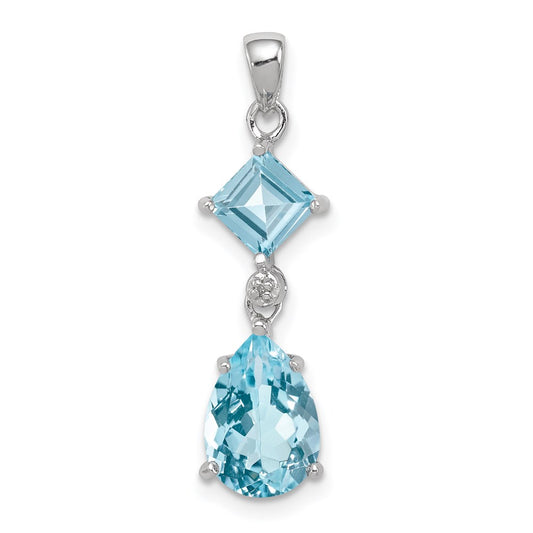 Sterling Silver Rhodium Plated Diamond & Light Swiss BT Pendant QP2956BT