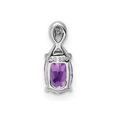 Sterling Silver Rhodium Plated Diamond and Amethyst Oval Pendant QP2984AM