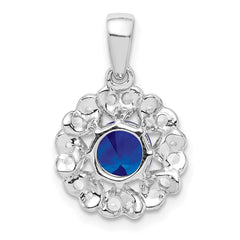 Sterling Silver Rhodium Plated White Topaz & Sapphire Pendant QP3003S