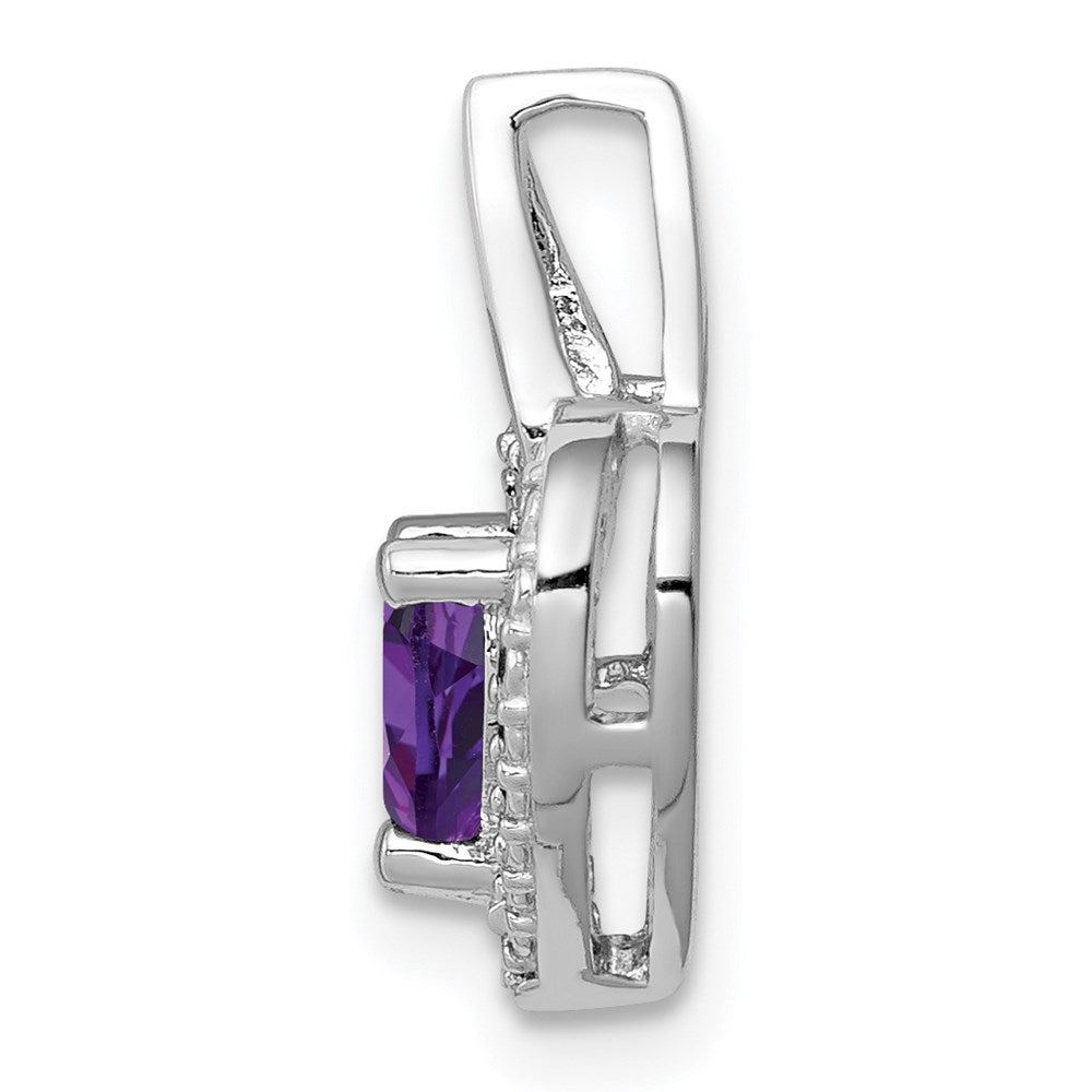 Sterling Silver Rhodium-plated Amethyst and Diamond Pendant QP3127AM