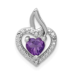 Sterling Silver Rhodium-plated Amethyst and Diamond Pendant QP3127AM