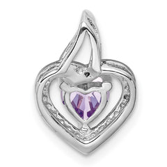 Sterling Silver Rhodium-plated Pink Quartz and Diamond Pendant QP3127PQ