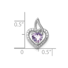 Sterling Silver Rhodium-plated Pink Quartz and Diamond Pendant QP3127PQ