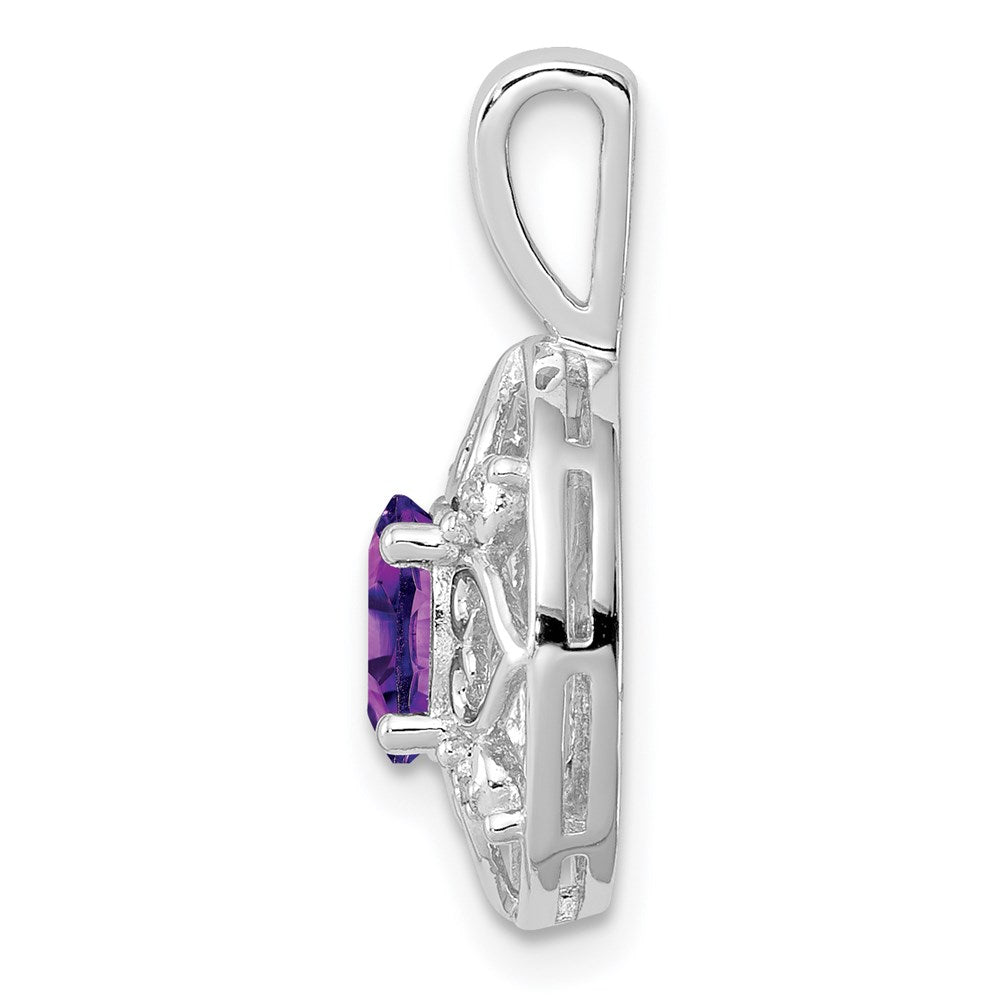 Sterling Silver Rhodium-plated Amethyst and Diamond Pendant QP3132AM