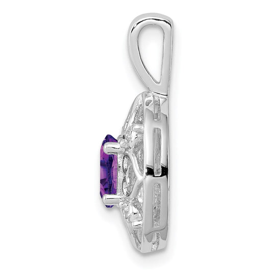Sterling Silver Rhodium-plated Amethyst and Diamond Pendant QP3132AM